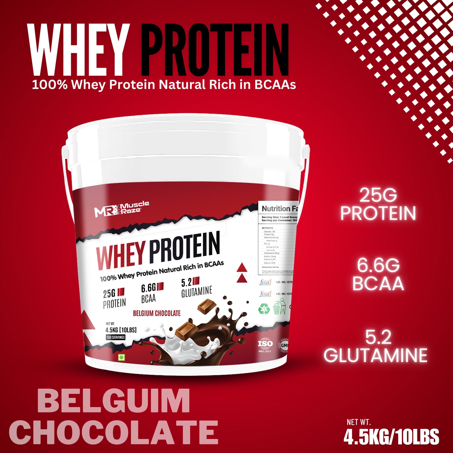 MusclerazeBelguimChocolateWheyProtein4.5Kg-10Lbs