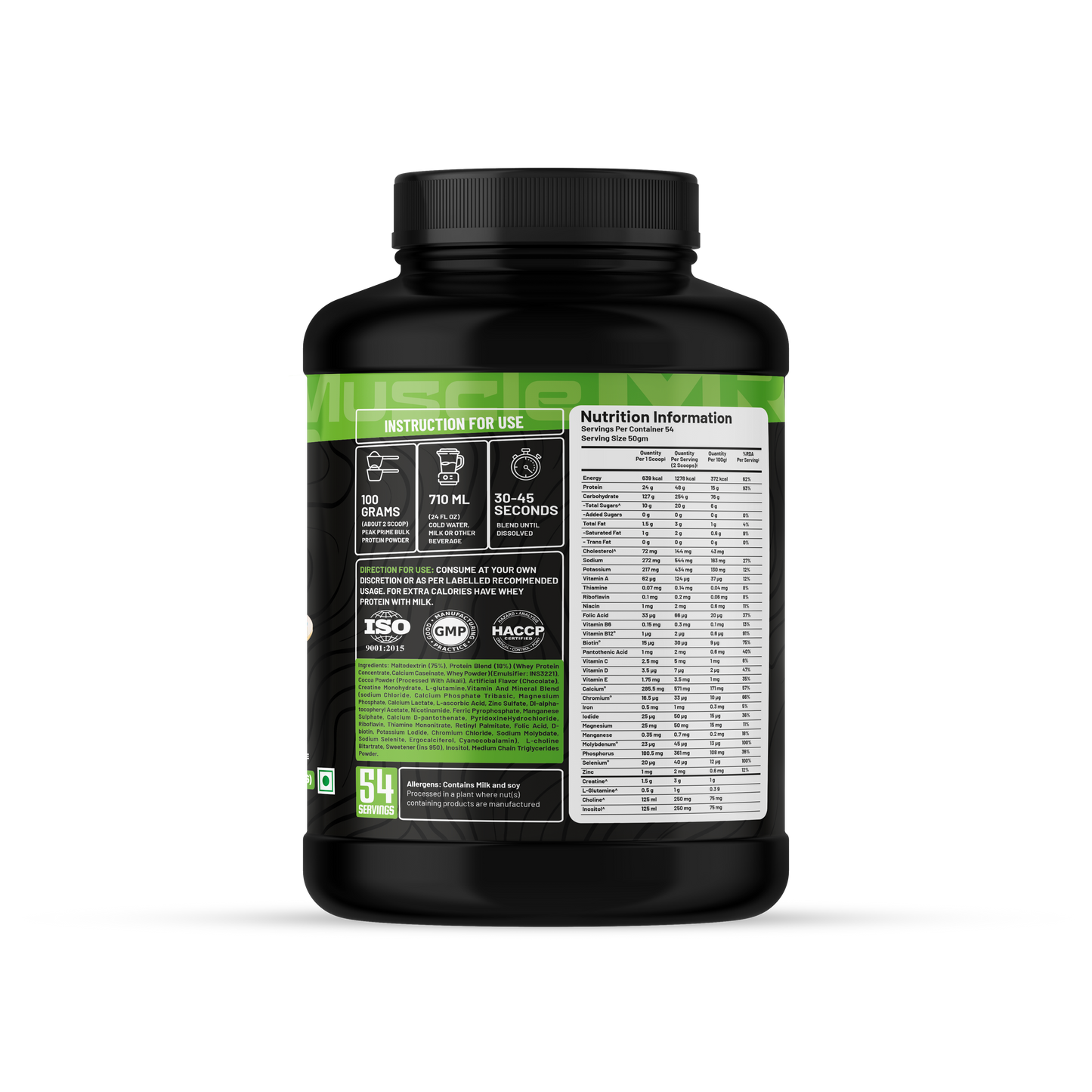 Muscle Raze Peak Prime Bulk 2.7Kg/6Lbs (48g Protein+1278 Calories+3g Creatine)