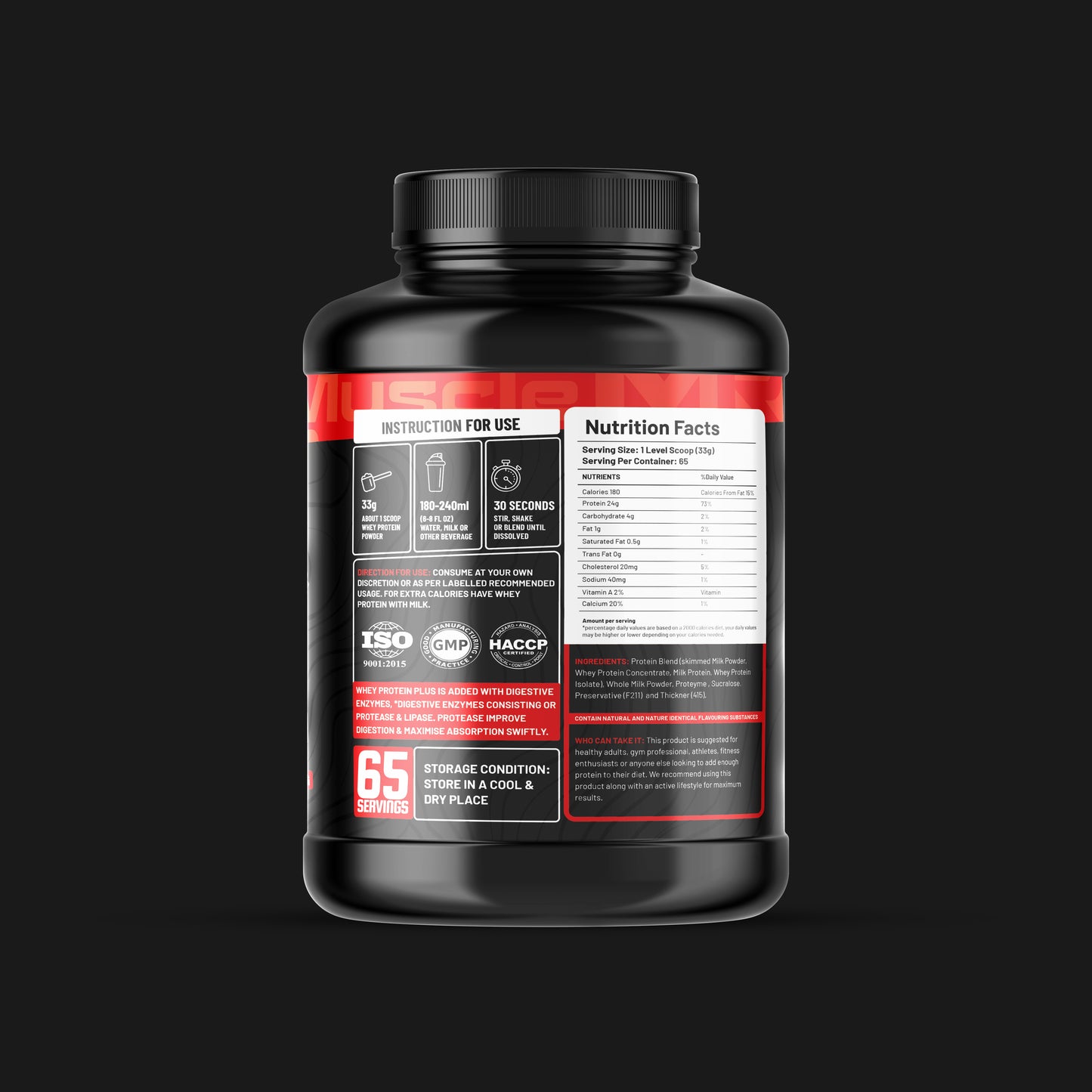 Muscle Raze Peak Whey Protein Concentrate 24g Protein + 2.4g BCAA's + 4.2g EAA No Add Sugar  2.15Kg [4.74 Lbs]